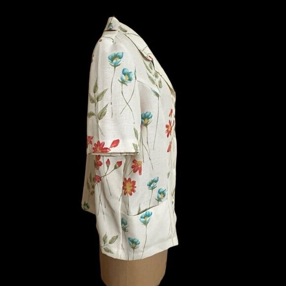 Vintage Alfred Dunner Short Sleeve Cream Floral Jacket - Picture 3 of 9